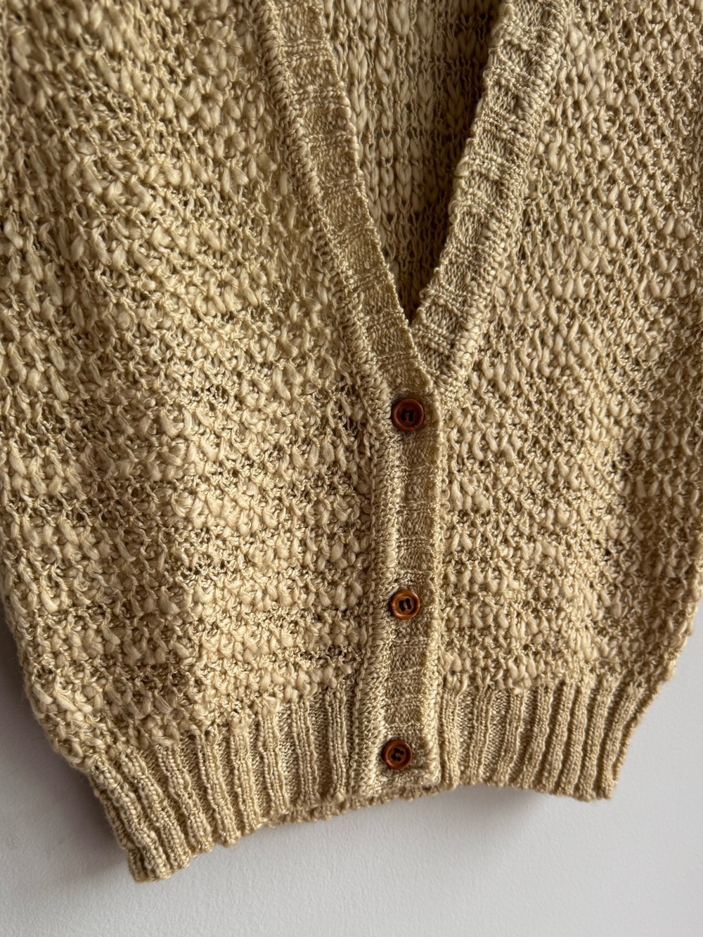 Vintage Landlubbers Textured Open Knit Sweater Vest Sz Small Tan Beige Boho EUC - Picture 3 of 8